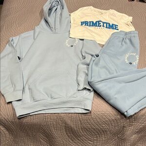 Women's Small, Prime Time Competition, Hoodie & Jogger set with baggy crop tee.